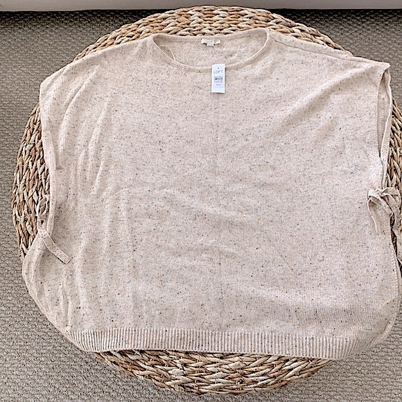 LOFT Flecked Side Tie Poncho Sweater - Picture 9 of 13